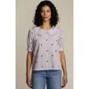 Lands' End Easy Care Puff Sleeve Statement Collar Shirt In Gray