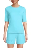 Lands' End Elbow Sleeve Relaxed Upf 50 Rash Guard In River Mist