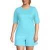 Lands' End Elbow Sleeve Relaxed Upf 50 Rash Guard In River Mist