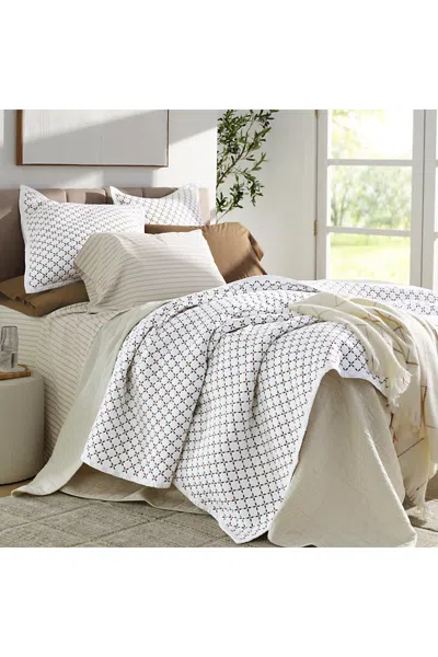 Lands' End Embroidered Diamond Double Voile Quilt In Brown