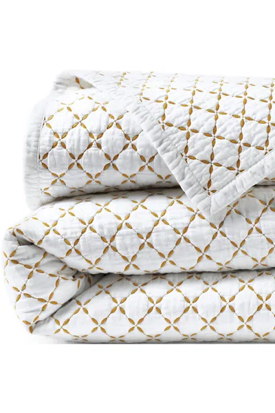 Lands' End Embroidered Diamond Double Voile Quilt In Yellow