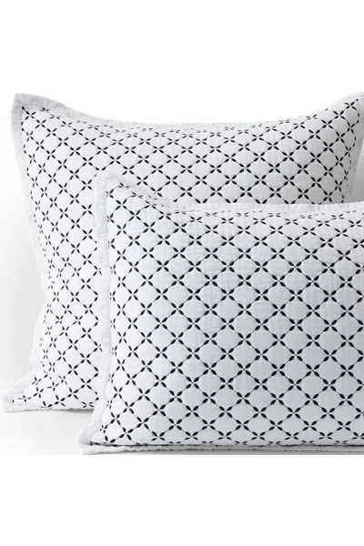 Lands' End Embroidered Diamond Double Voile Sham In Black