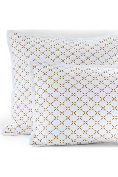Lands' End Embroidered Diamond Double Voile Sham In Yellow