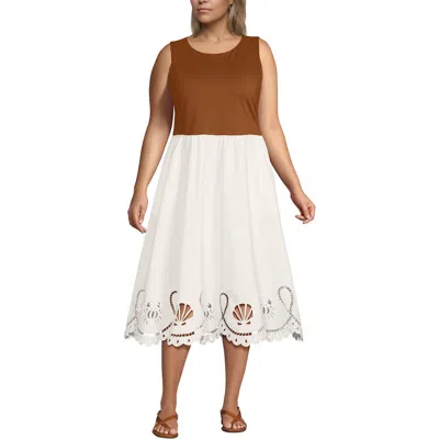 Lands' End Embroidered Duet Midi Dress In White
