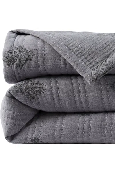 Lands' End Embroidered Matelasse Bed Coverlet In Gray
