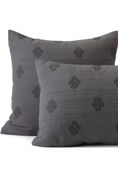 Lands' End Embroidered Matelasse Pillow Sham In Gray