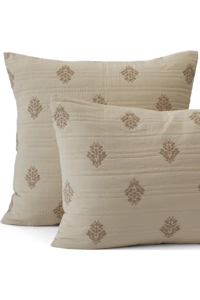 Lands' End Embroidered Matelasse Pillow Sham In Gray