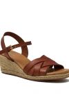 Lands' End Espadrille Wedge Sandals In Cognac