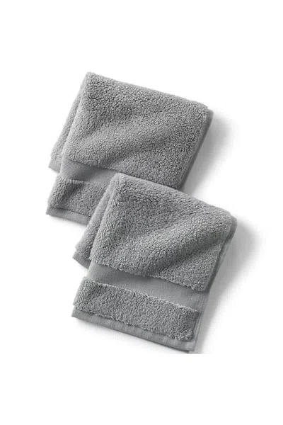 Lands' End Essential Cotton 2-piece Washcloth Set In Gray