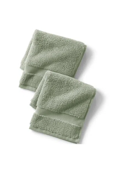 Lands' End Essential Cotton 2-piece Washcloth Set In Green