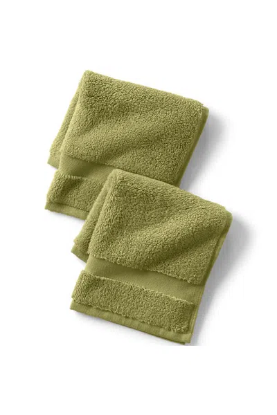 Lands' End Essential Cotton 2-piece Washcloth Set In Green