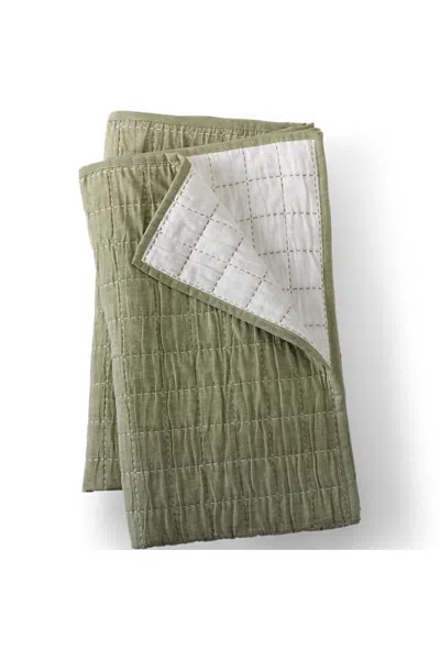 Lands' End Essential Cotton Windowpane Reversible Bed Blanket In Green