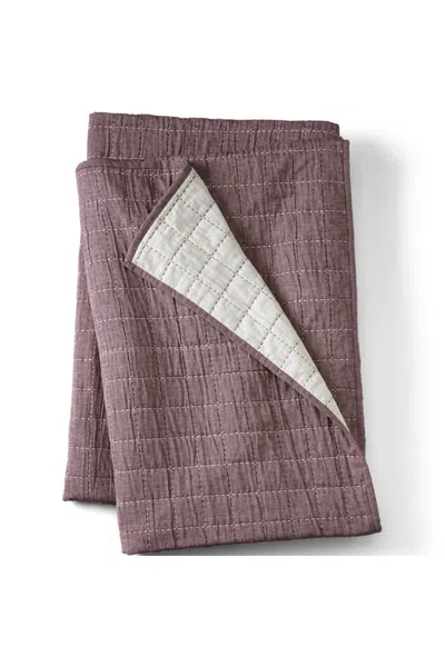 Lands' End Essential Cotton Windowpane Reversible Bed Blanket In Brown