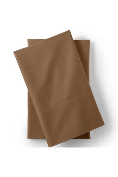 Lands' End Essential Garment Washed Cotton Percale Bed Pillowcases In Brown