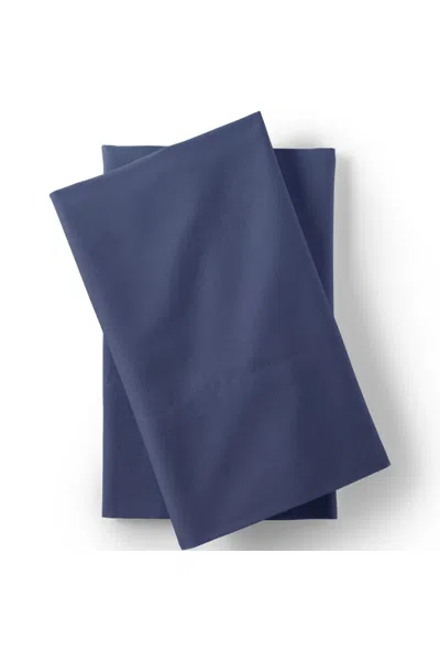 Lands' End Essential Garment Washed Cotton Percale Bed Pillowcases In Blue