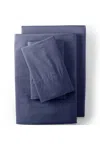 Lands' End Essential Garment Washed Cotton Percale Bed Sheet Set In Blue