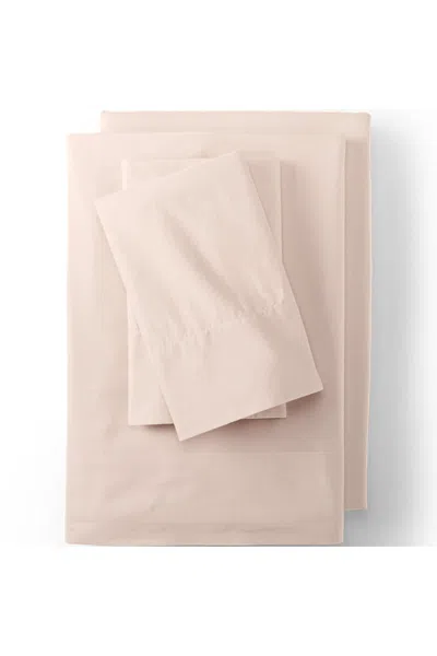 Lands' End Essential Garment Washed Cotton Percale Bed Sheet Set In Pink