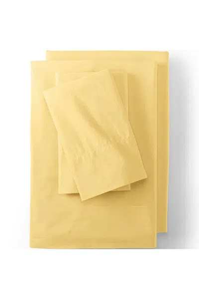 Lands' End Essential Garment Washed Cotton Percale Bed Sheet Set In Yellow