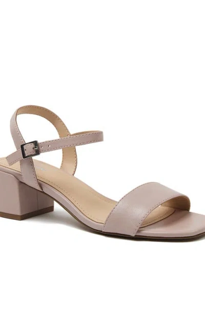Lands' End Essential Leather Block Heel Sandals In Pink