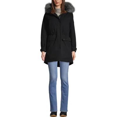 Lands' End Expedition Waterproof Down Winter Parka With Faux Fur Hood In Black