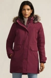 Lands' End Expedition Waterproof Down Winter Parka With Faux Fur Hood In Burgundy