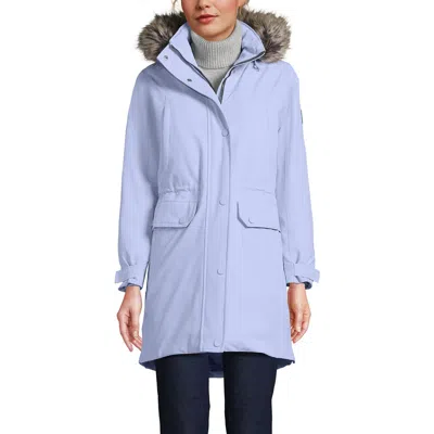 Lands' End Expedition Waterproof Down Winter Parka With Faux Fur Hood In Soft Periwinkle