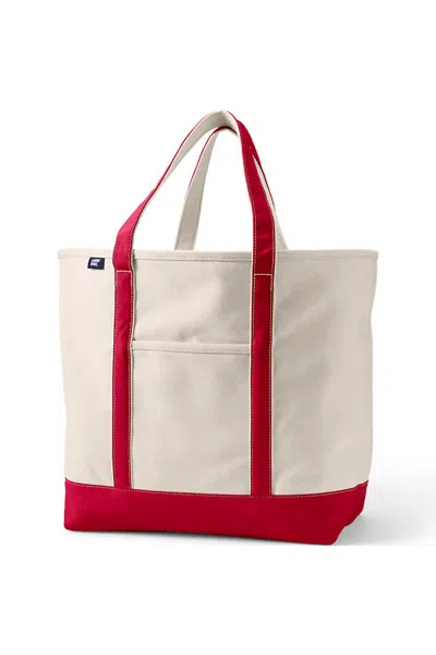 Lands' End Extra Large 5 Pocket Open Top Canvas Tote Bag In White