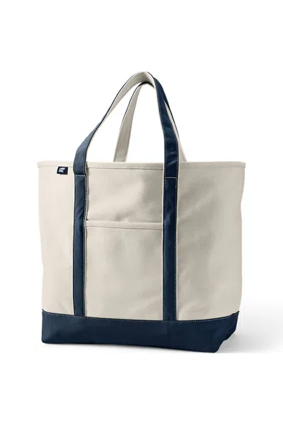 Lands' End Extra Large 5 Pocket Open Top Canvas Tote Bag In Blue
