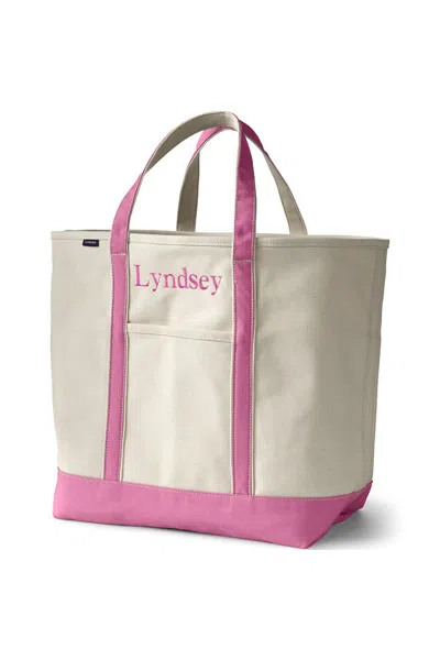 Lands' End Extra Large 5 Pocket Open Top Canvas Tote Bag In Pink