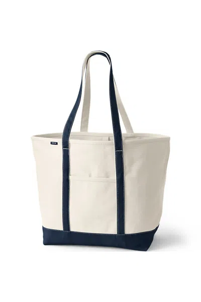 Lands' End Extra Large 5 Pocket Open Top Long Handle Canvas Tote Bag In Red