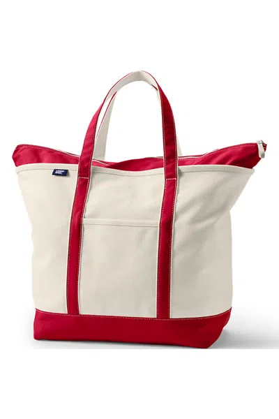 Lands' End Extra Large 5 Pocket Zip Top Canvas Tote Bag In Purple