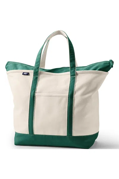 Lands' End Extra Large 5 Pocket Zip Top Canvas Tote Bag In Pink