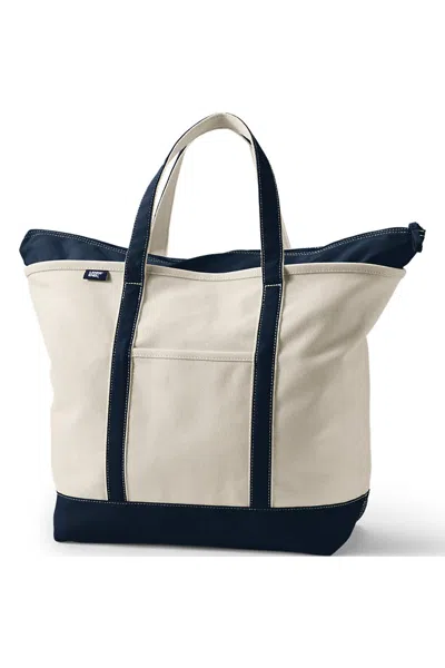 Lands' End Extra Large 5 Pocket Zip Top Canvas Tote Bag In Purple