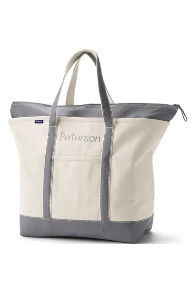 Lands' End Extra Large 5 Pocket Zip Top Canvas Tote Bag In Red