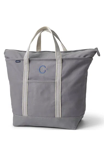 Lands' End Extra Large Solid Color 5 Pocket Zip Top Canvas Tote Bag In Purple