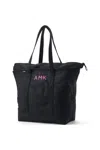 Lands' End Extra Large Solid Color 5 Pocket Zip Top Long Handle Canvas Tote Bag In Pink