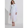 LANDS' END LANDS' END EYELET BUTTON DOWN MAXI COVER-UP DRESS