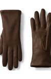 Lands' End Ez Touch Screen Cashmere Lined Leather Gloves In Brown