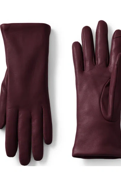 Lands' End Ez Touch Screen Cashmere Lined Leather Gloves In Burgundy