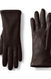 Lands' End Ez Touch Screen Cashmere Lined Leather Gloves In Deep Chocolate