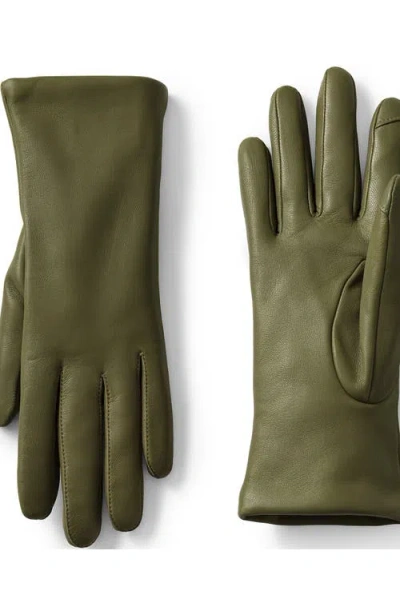 Lands' End Ez Touch Screen Cashmere Lined Leather Gloves In Brown
