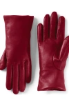 Lands' End Ez Touch Screen Cashmere Lined Leather Gloves In Light Rich Red