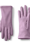 Lands' End Ez Touch Screen Cashmere Lined Leather Gloves In Purple Hydrangea