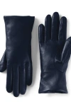 Lands' End Ez Touch Screen Cashmere Lined Leather Gloves In Radiant Navy