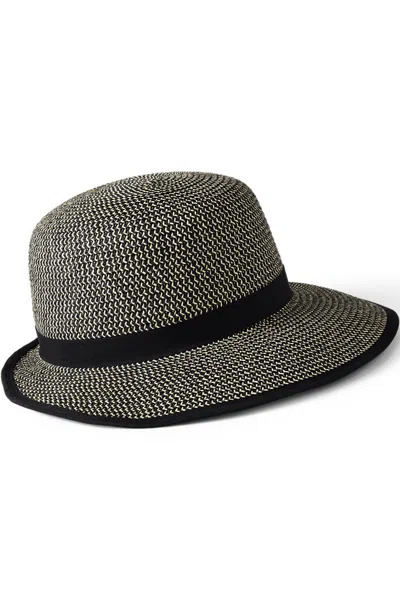 Lands' End Facesaver Lay-back Straw Hat In Black