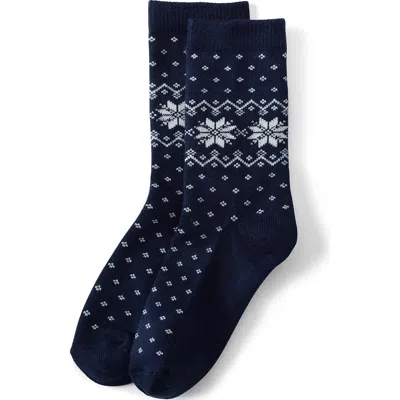 Lands' End Fair Isle Boot Socks 1 Pack In Blue