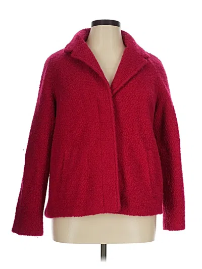 Pre-owned Lands' End Faux Fur Jacket In Red