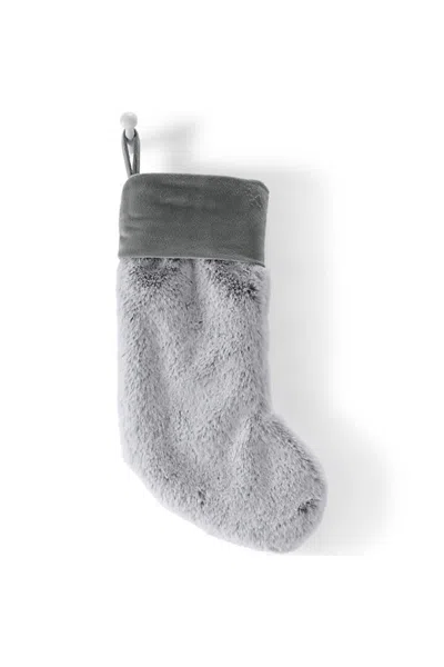Lands' End Faux Fur Stocking In Gray Faux Fur