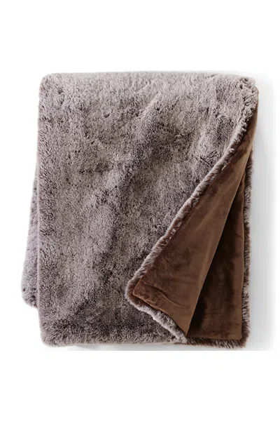 Lands' End Faux Fur Throw Blanket In Gold