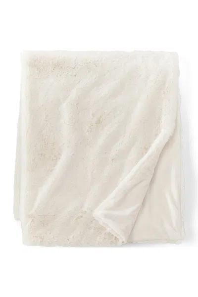 Lands' End Faux Fur Throw Blanket In Neutral